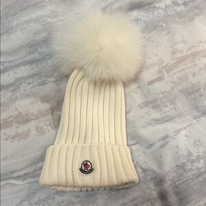 Moncler Women's Ivory Pom-Pom Hat